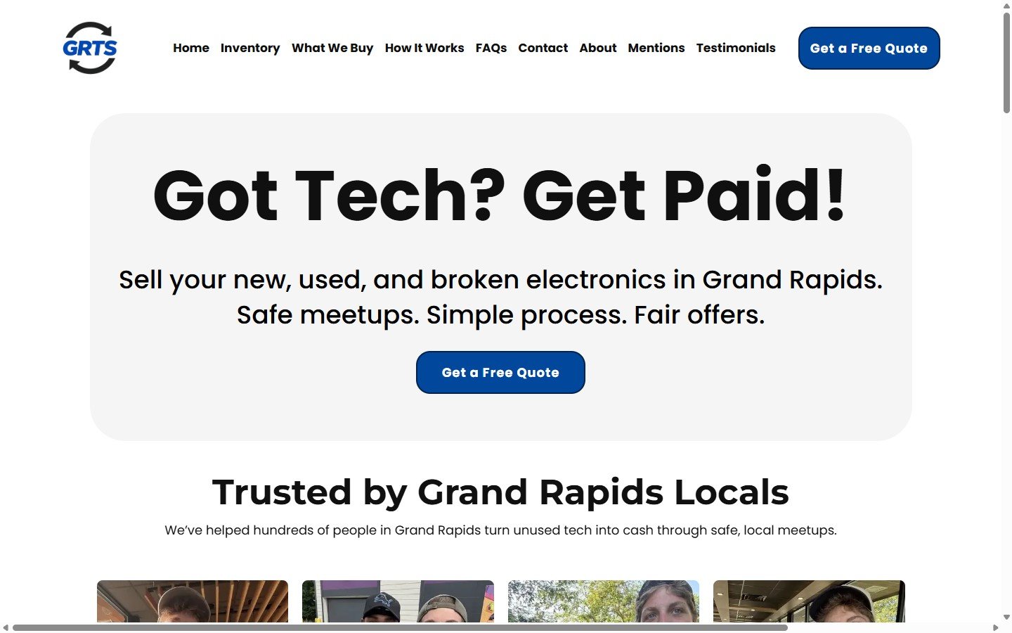 GR Tech Swap website built by Miller Web Studio