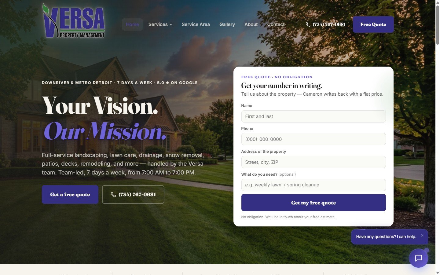 Versa Property Management website built by Miller Web Studio